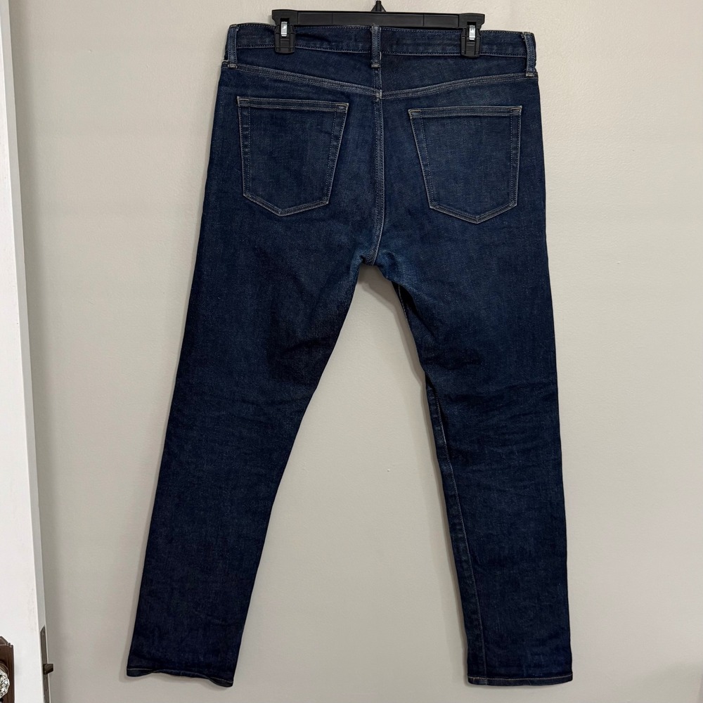 Uniqlo Mens 34x32 Selvedge Denim Slim Straight Stretch Blue Jeans - Picture 3 of 12